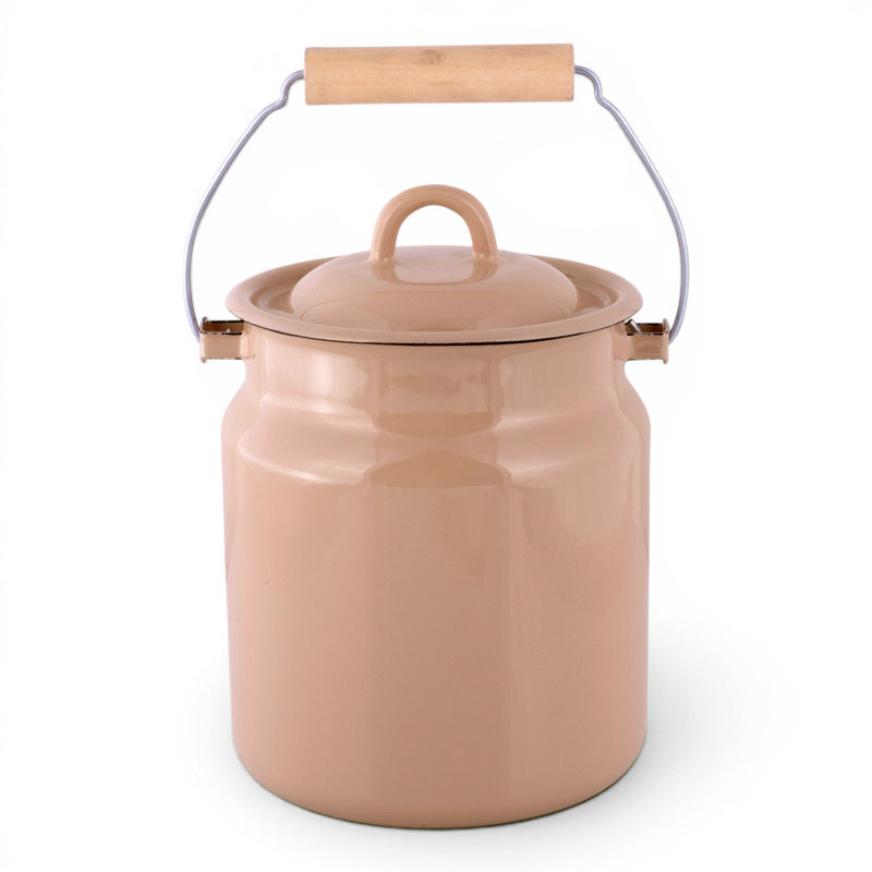 Pot à lait avec couvercle en acier émaillé Vintage Farm Style, 3,3 L / 112 oz