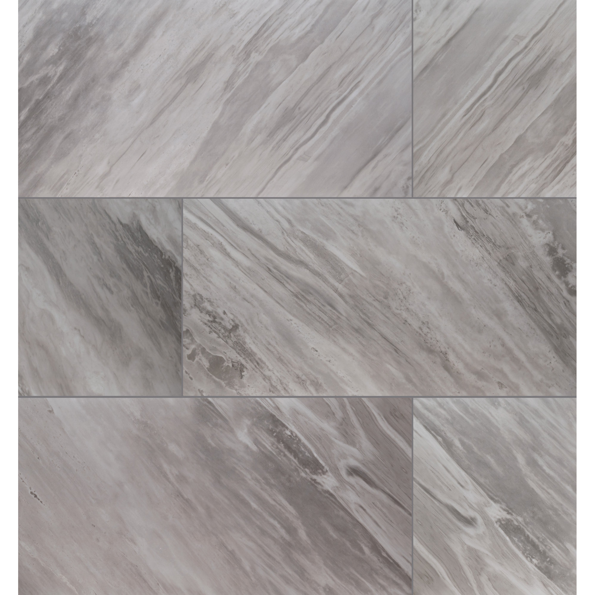 Ardena 24 in. x 48 in. Polished Porcelain Stone Look Floor and Wall Tile, Mist Nero