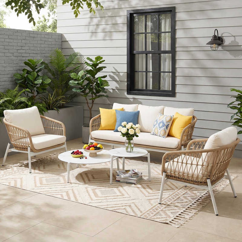 Dundesert 5 - Person Outdoor Seating Group with Cushions, Beige