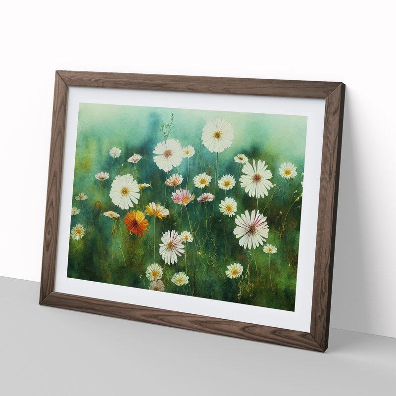XH1022-7243X Pure Wildflowers Floral - Single Picture Frame Print, 46cm H x 64cm W, Walnut