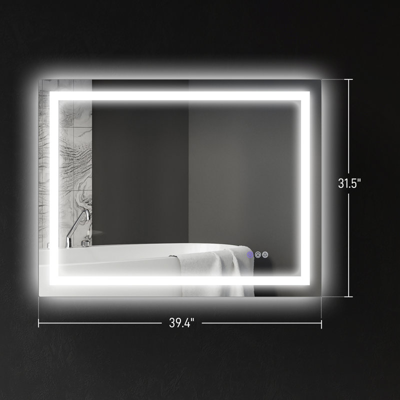 LED Bathroom Mirror with Lights, 39.4" x 31.5"