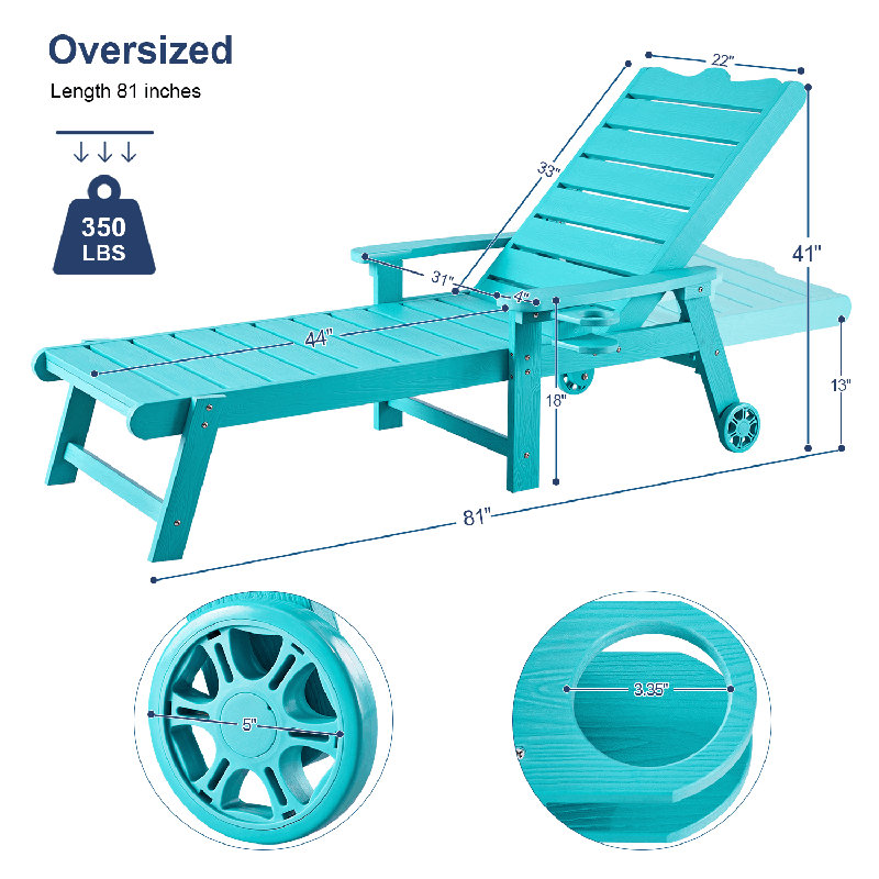 Ameriah Outdoor Chaise Lounge, Blue