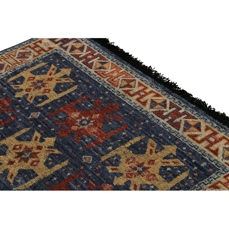 Burano Hand Knotted Wool Geometric Area Rug, Square 4'