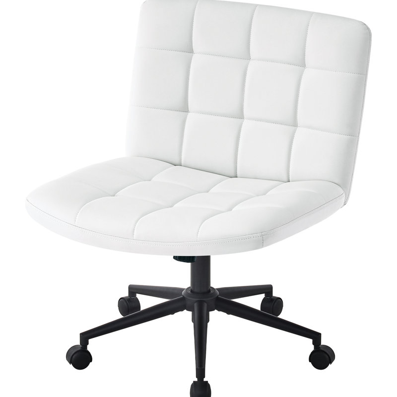 Chaise d'ordinateur pivotante blanche à hauteur réglable à 360 ° avec coussin à haute résilience pour bureau à domicile, support lombaire pivotant et siège pivotant