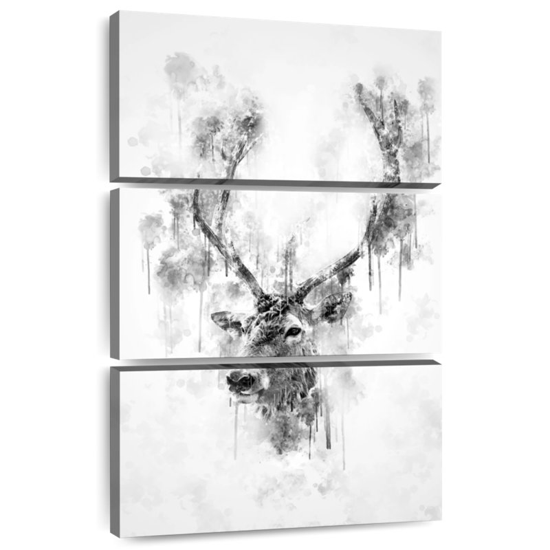 Brampt Elk Head Black And White, 74" H x 48" W