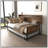 Twin Daybed With Trundle And Sliding Barn Door Headboard, Charging Station & LED Light, Rustic Brown