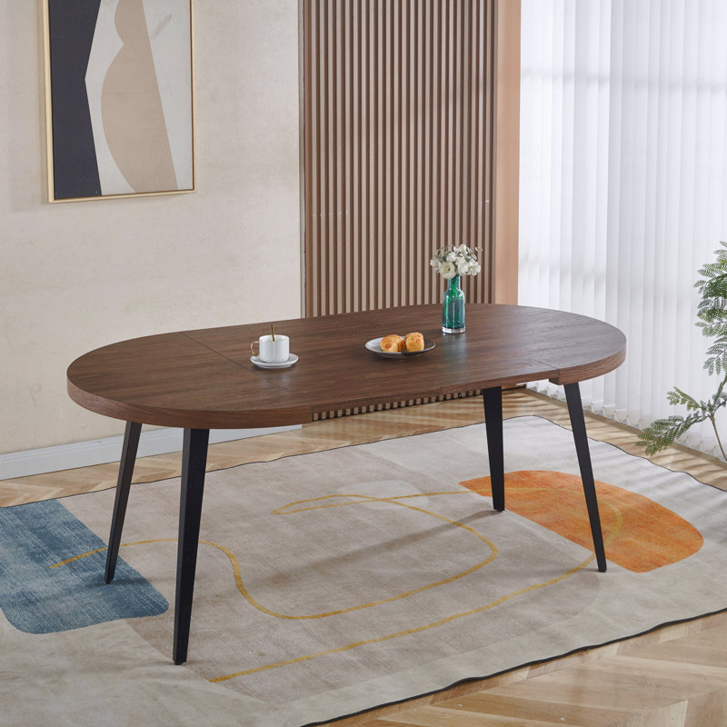 Table basse extensible avec pieds en MDF et plateau en métal, Noyer, Noir