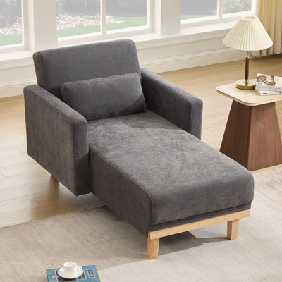 62"L Chenille Upholstered Adjustable Chaise Longue