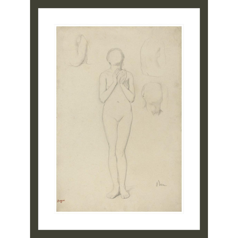 Étude d'un nu féminin par Edgar Degas - reproduction giclée encadrée, H 29,5 po x l 22,04 po