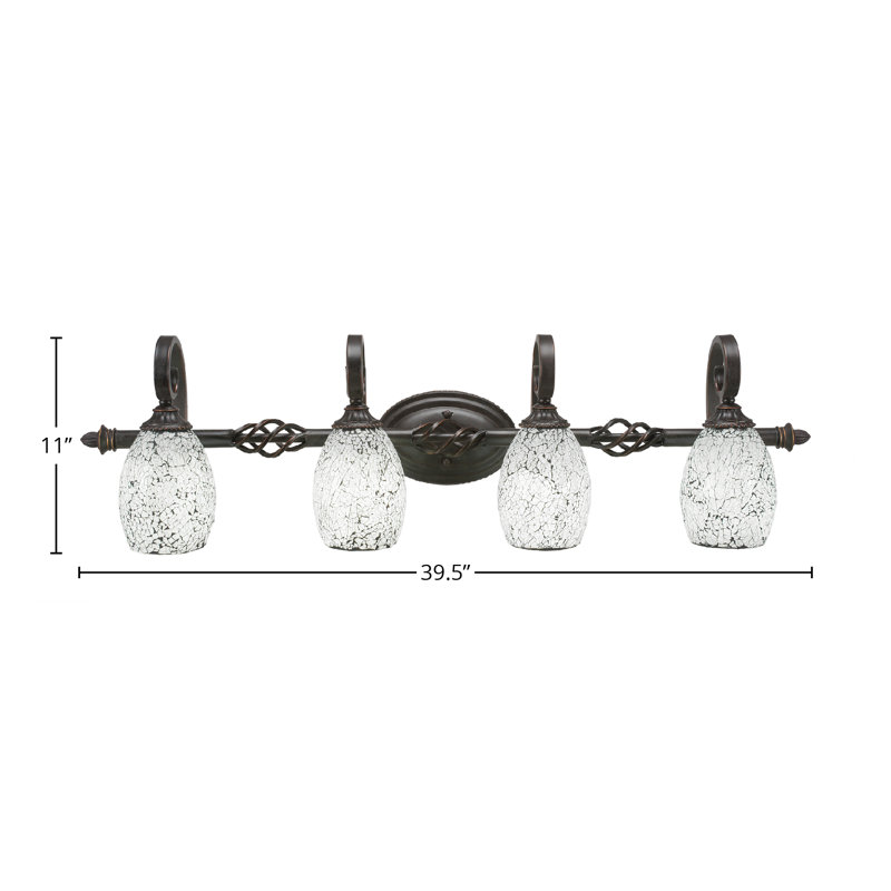 Eleganté 4 Light Bath Bar Shown In Dark Granite Finish With 5" Fusion Glass, Black