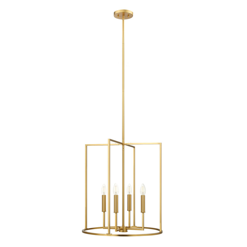 Luminaire suspendu 4 lumières Keldric, Laiton