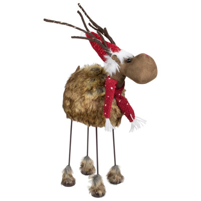Figurine de Noël renne en fausse fourrure à DEL - 25 po