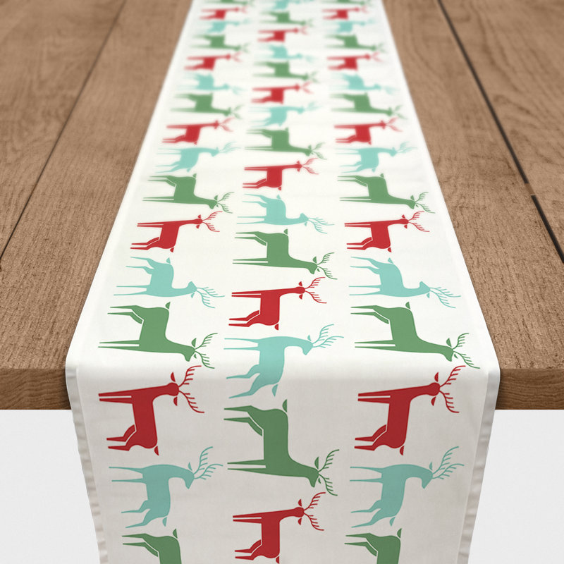 Carmona Geometric 100% Cotton Christmas Table Runner, 90" L x 16" W