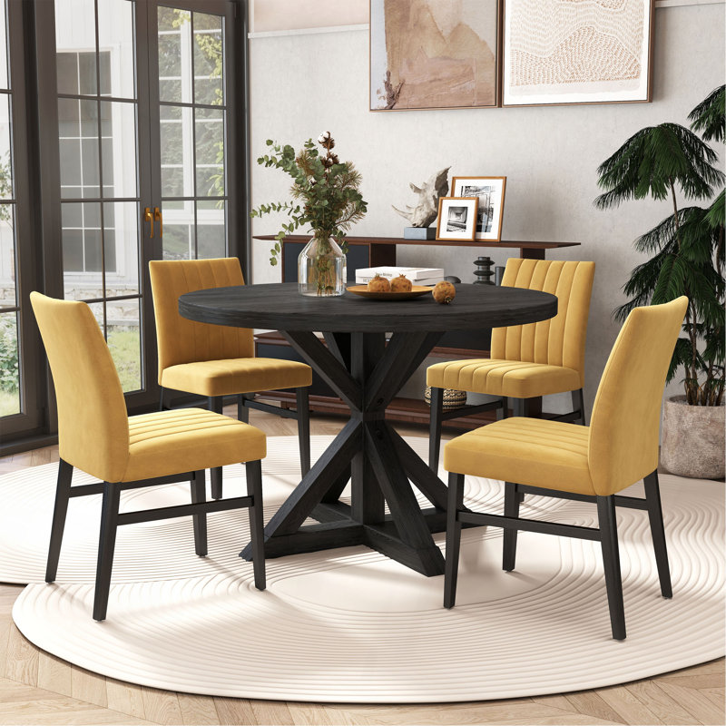 Ensemble de salle à manger 5 pièces Walton, table ronde avec 4 chaises d'appoint Walton