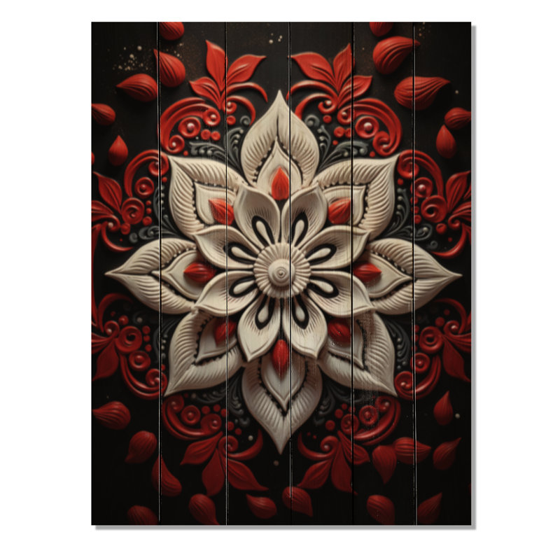 Hindoui Divine Rangoli sur bois, H 20 po x l 10 po x P 0,78 po
