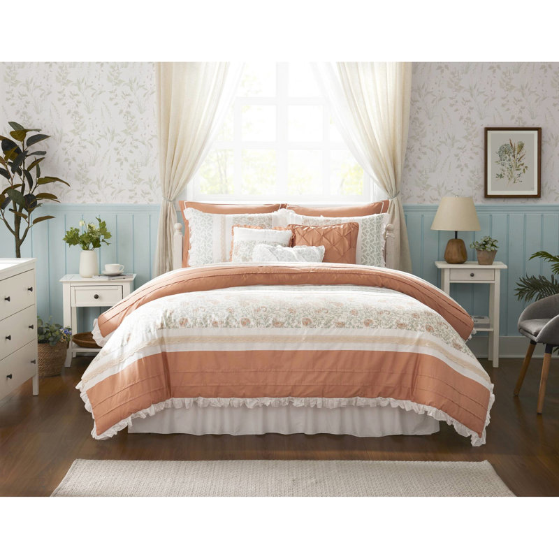 Édredon Coral - Couvre-oreillers de style euro pour chambre à coucher très grand 9 pièces, Corail