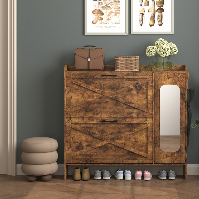 Armoire à chaussures avec 2 tiroirs rabattables