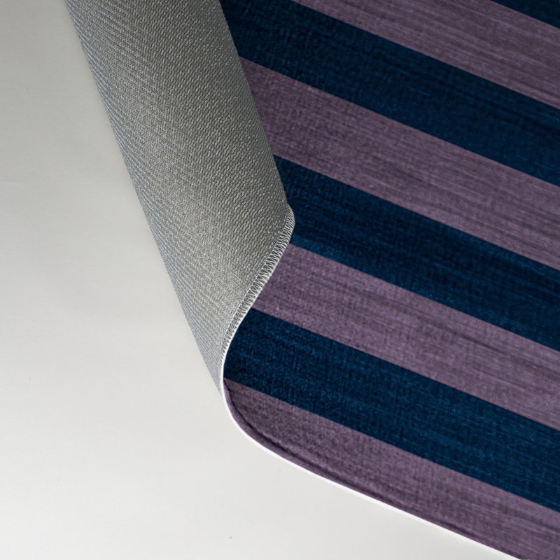 Tapis intérieur / extérieur bleu HorizontalStripes, Rectangle 5 pi x 7 pi