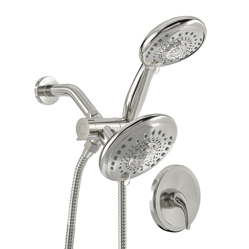 Wall Mounted Shower Head Multi Function Adjustable Shower Combo Rainfall Shower System with Handheld Shower, Brushed Nickel