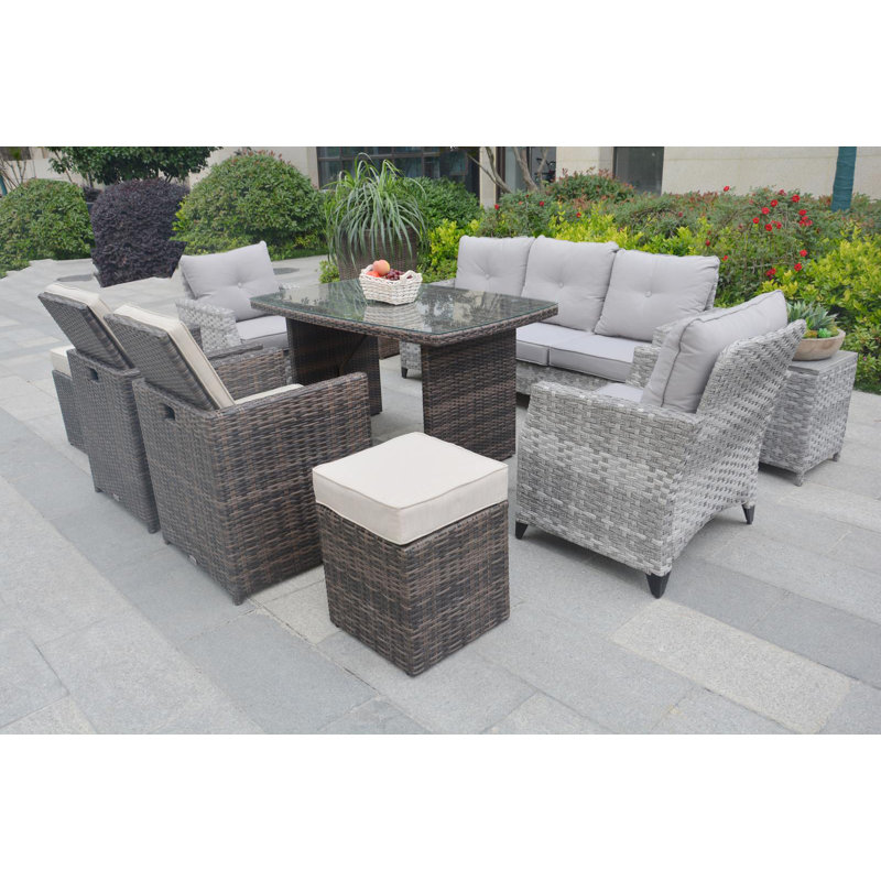 9 - Person Patio Conversation Set with Cushions