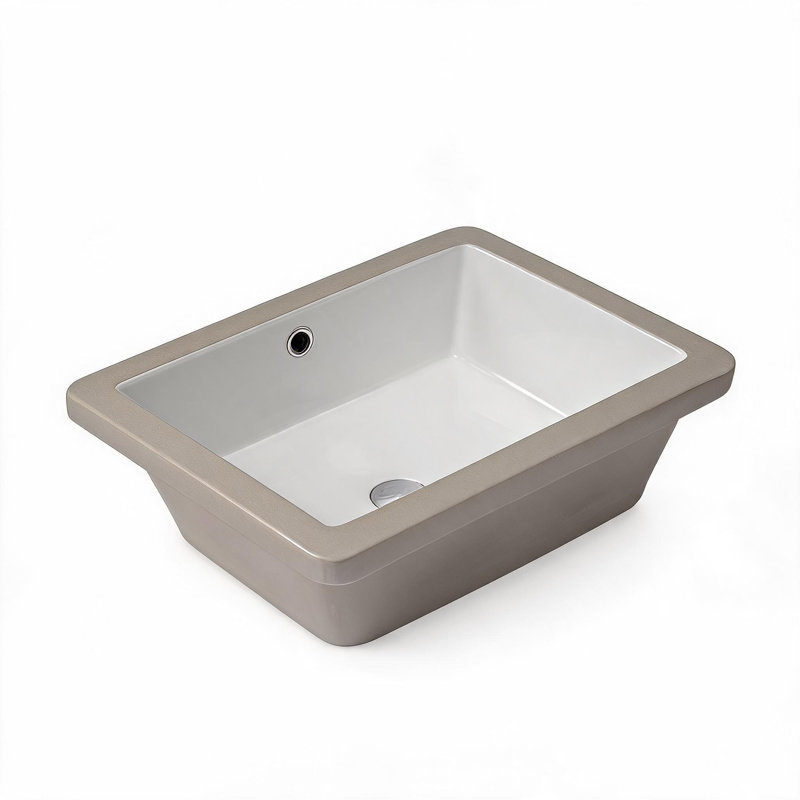 18 inch x 12 inch White Ceramic Rectangular Undermount Bathroom Sink with Overflow