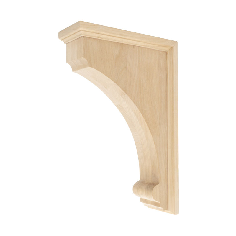 14 in x 3-1/4 in x 9 in Unfinished Large Solid Traditional Plain Wood Bracket Corbel, Alder, 14" H x 3.25" W x 9" D