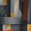Motif géométrique orange et gris - Rideau occultant géométrique abstrait - 1 panneau-107535629