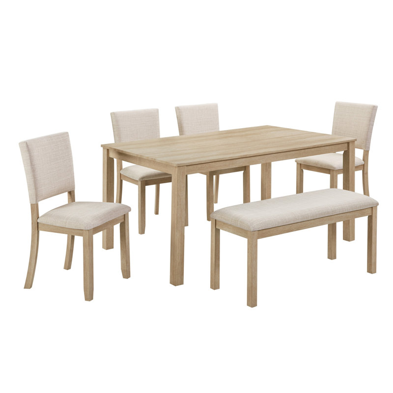 6 Piece Dining Table Set With Bench