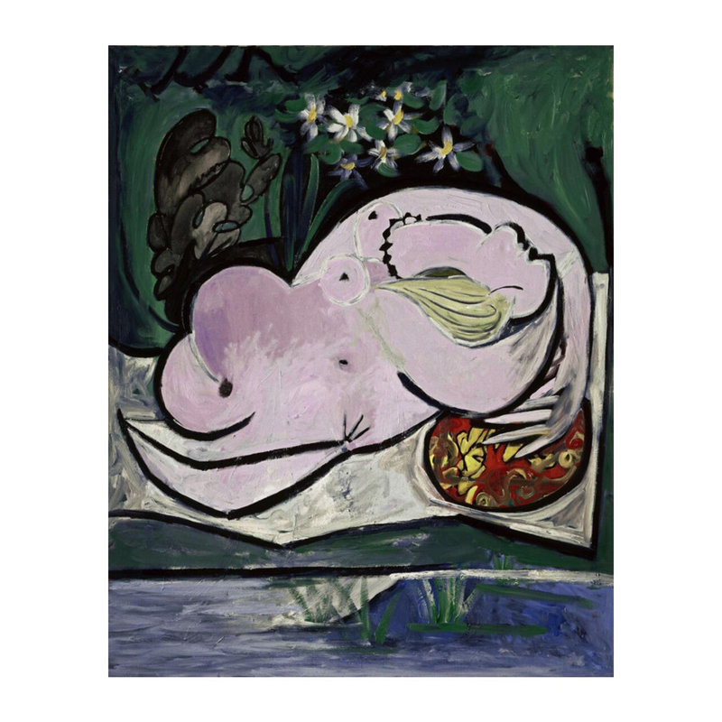 «Nu dans un jardin» par Pablo Picasso - Estampe numérique, H 20 po x l 16 po