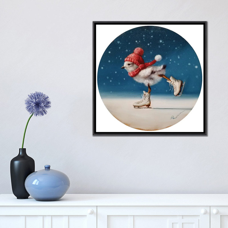 Impression de Chickie Yamaguchi par Lucia Heffernan, Toile avec cadre noir patiné, Pas de tapis, H 18 po x l 18 po x 1,5 po