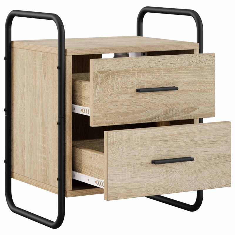 40 cm W Galvanised Steel Bedside Table, Sonoma Oak