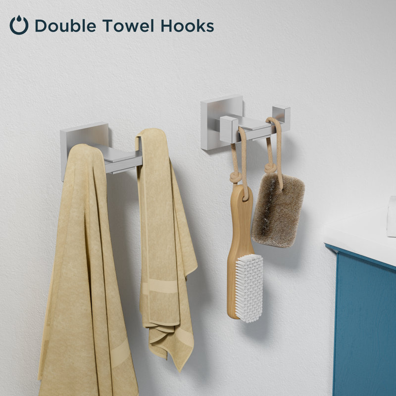 Square 5 - Piece Bathroom Hardware Set, Brushed Nickel