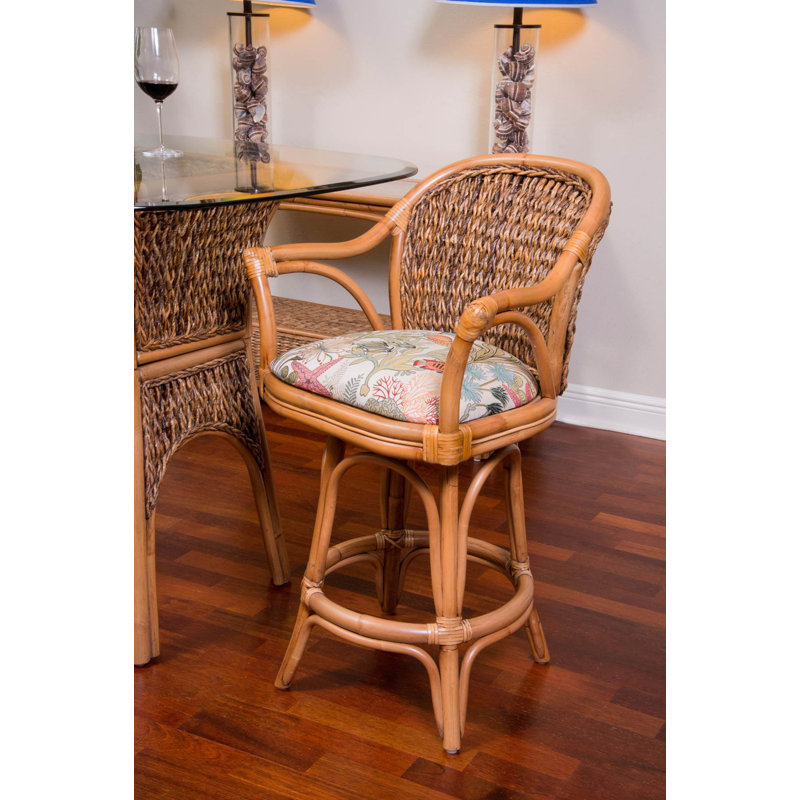 Cherles Swivel Upholstered Counter Stool, Antique Honey, Dum Dum Natural, Counter Stool (24" Seat Height)