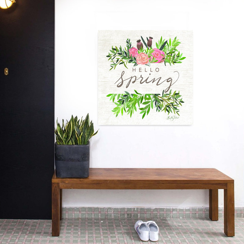 Hello Spring Contemporary Spring Flower Art, 32" H x 32" W