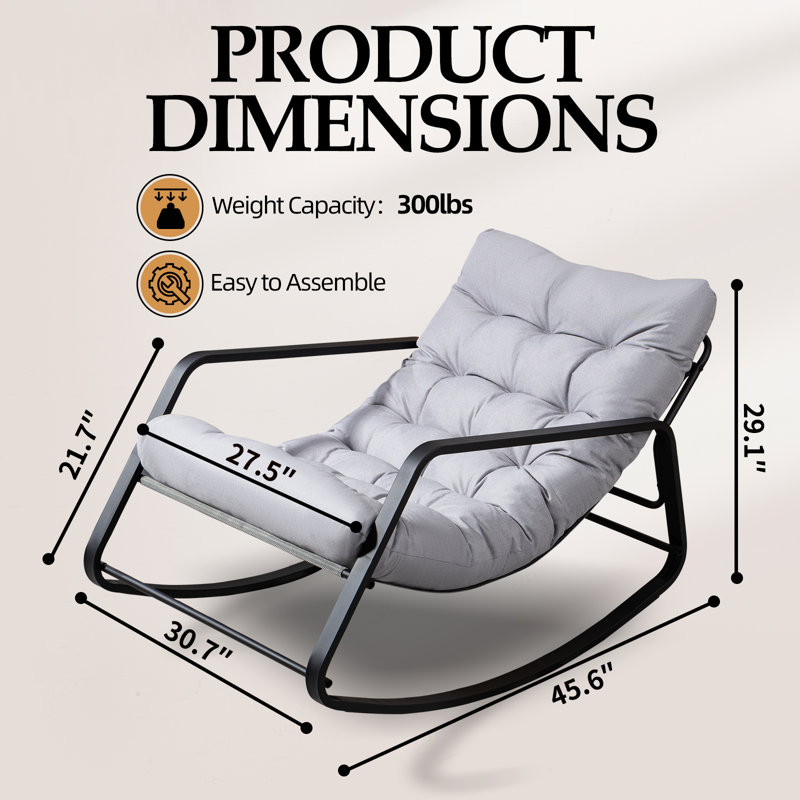 Chaise berçante d'extérieur à structure métallique, Gris