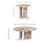 Ensemble de tables basses de luxe en marbre naturel rose pour le salon, petite table avec veines uniques et surface polie-1118068996