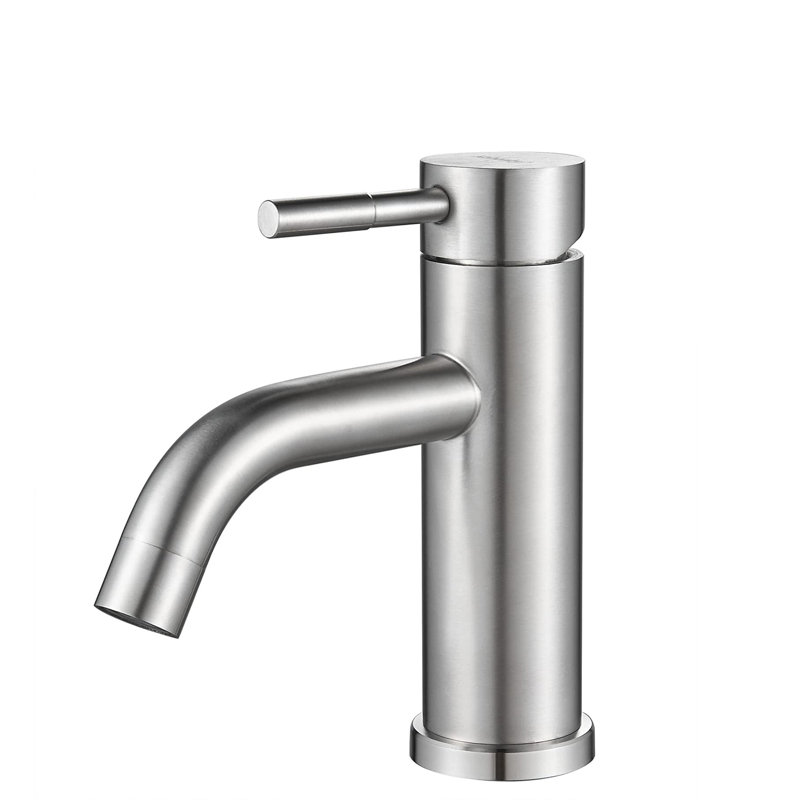 Robinet de salle de bain moderne à un trou, Nickel brossé