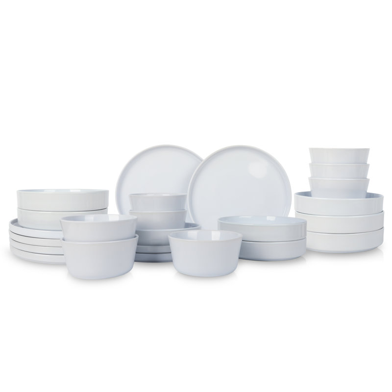 Celina Dinnerware Set Stoneware, White, 24 Pieces