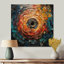 Disque de vinyle coloré, mosaïque de vinyle III - décor en bois tendance sur bois de pin naturel