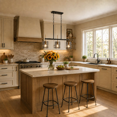 Luminaire suspendu pour îlot de cuisine 3 lumières à intensité variable Eton