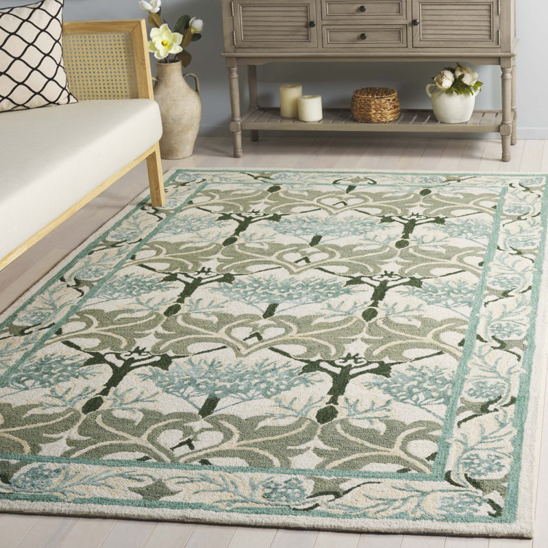 Earthly Treasures Hand Tufted Wool;Cotton;Viscose Geometric Indoor Rug, Rectangle 5' x 8'