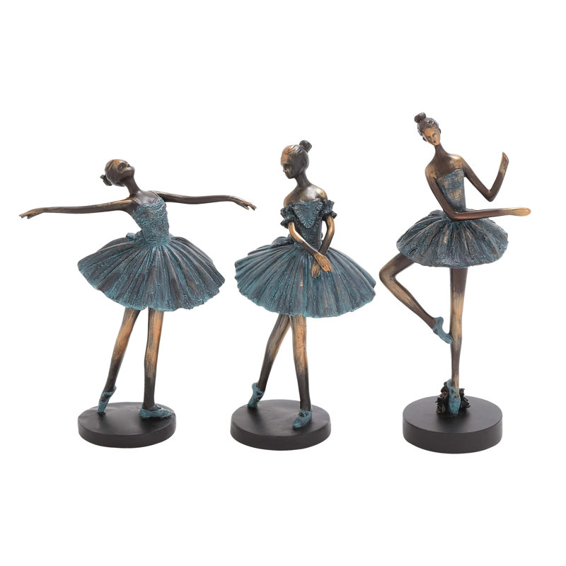 Minnich Polystone Dancer Teal Decorative Sculpture Set