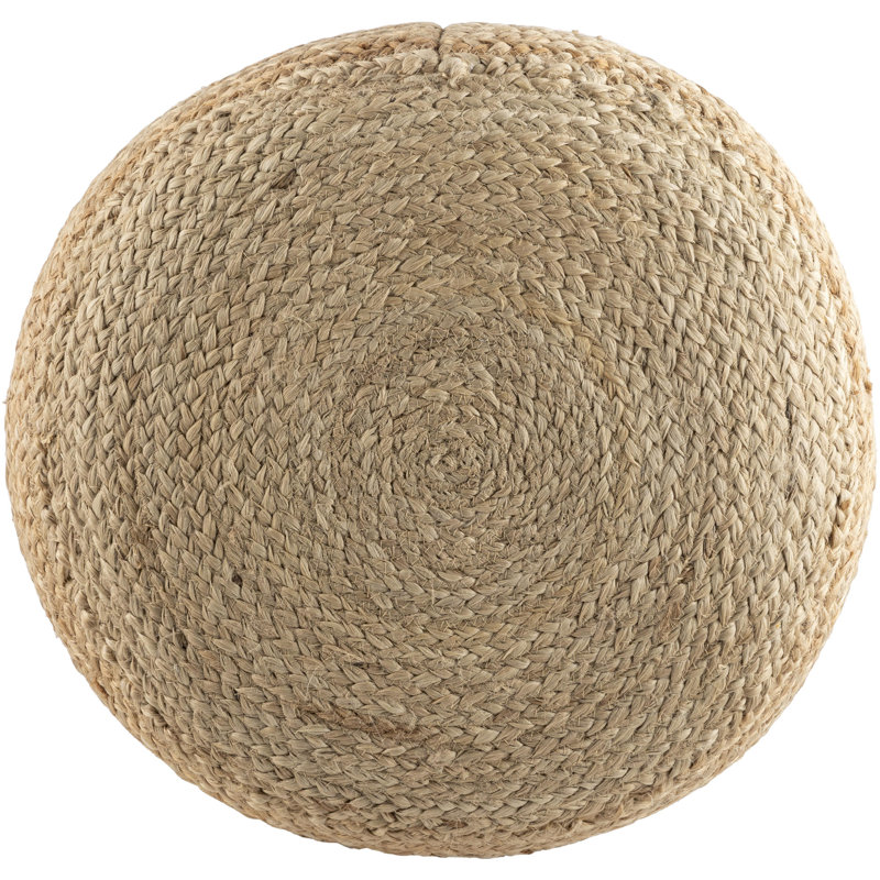 Edyth Bennison Upholstered Ottoman, White Jute