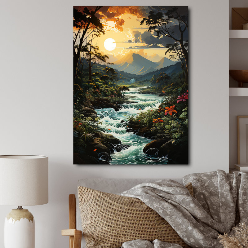 Bele Rivermountain Sunset Jungle Jubilation I - impression, H 20 po x l 12 po x P 1 po, Toile tendue