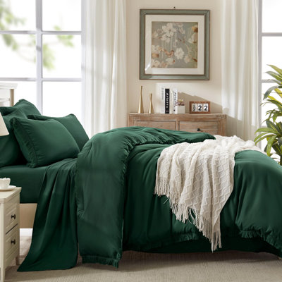 Ensemble d'édredon très grand californien avec draps Andency - Ensemble de literie 7 pièces Boho Tassel