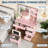 Lighted Vanity Desk with Mirror & Stool - 4-Drawer Makeup Table with Power Outlets (USB/Type-C) - Dimmable LED Dressing Table with Storage Shelves - Modern Bedroom Vanity Set, Easy Assembly-1297395553