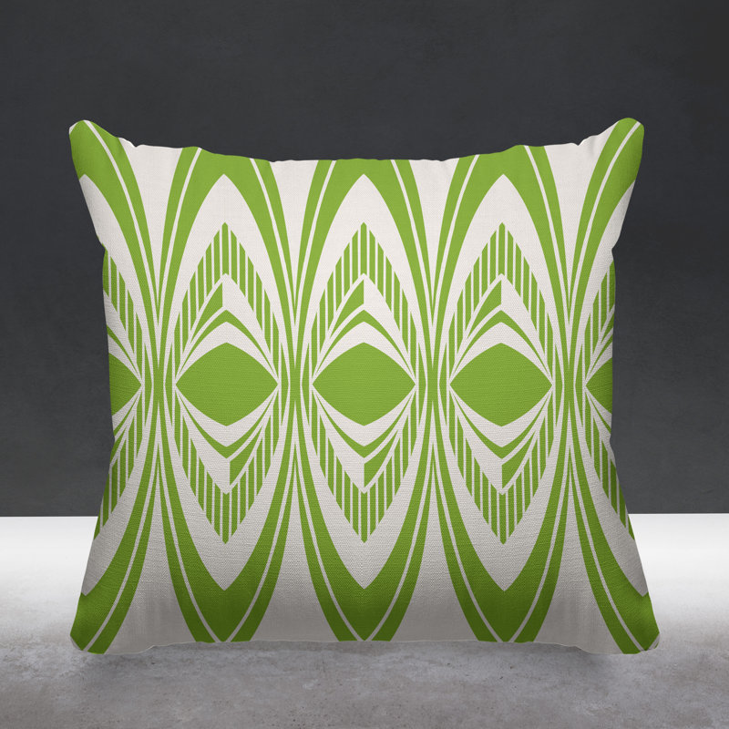 Housse et insert de coussin d'extérieur carré Chisom Tribal, Vert, L 15 po x H 15 po