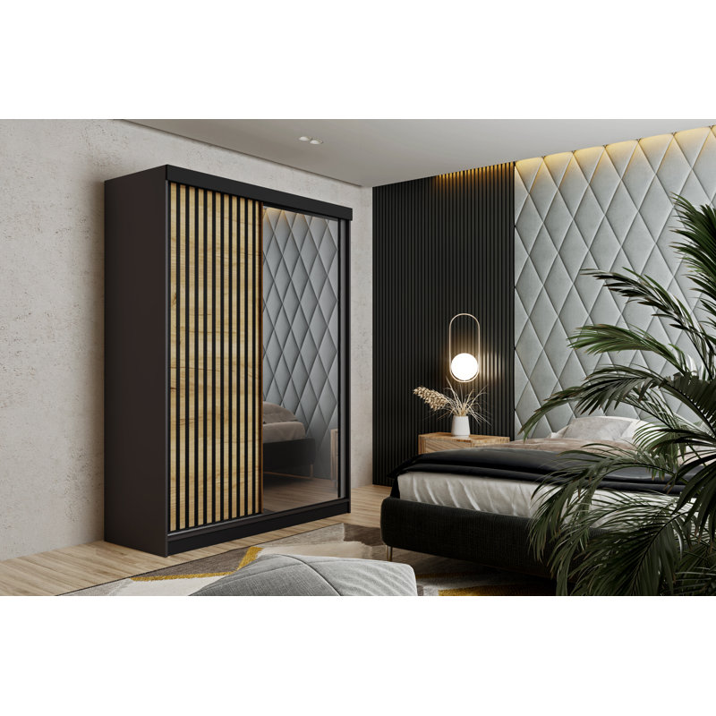 Modern Large 2 Door Wardrobe, Espresso/Sonoma