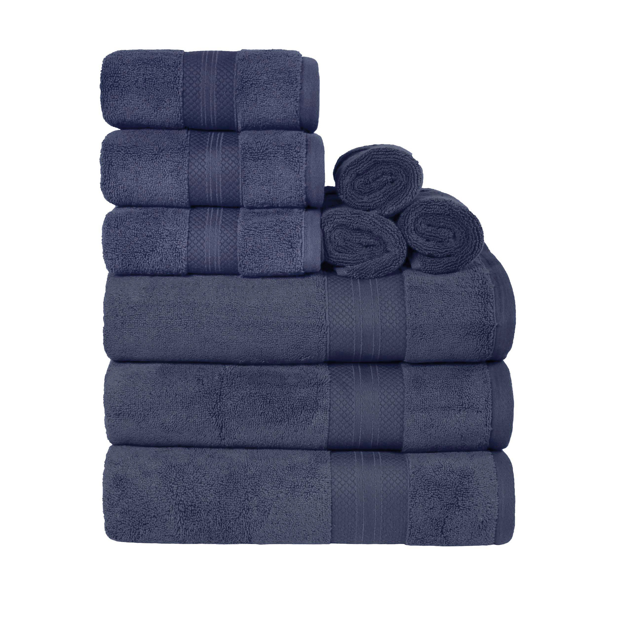 Finnian Ultra-Plush Heavyweight, 100% Turkish Towel Collection, 9 Piece Towel Set, Crown Blue