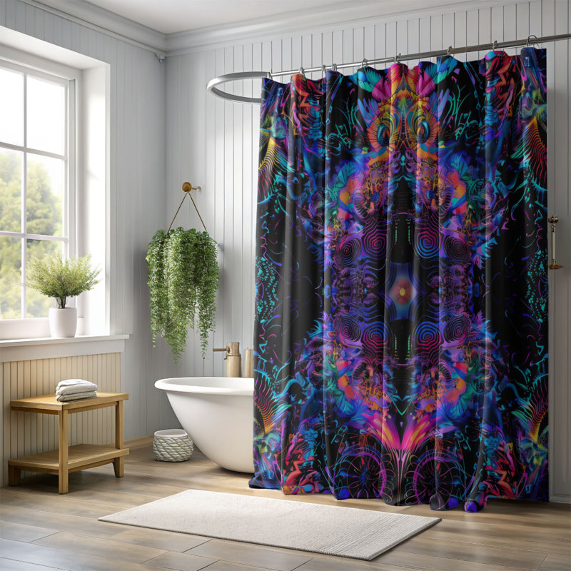 Rideau de douche psychédélique Imagerie psychédélique, H 74 po x l 71 po